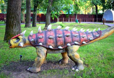 Kyiv, Ukraine - August  06, 2022: Dinosaur figures in Dinopark