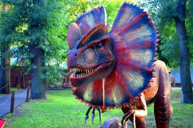 Kyiv, Ukraine - August  06, 2022: Dinosaur figures in Dinopark