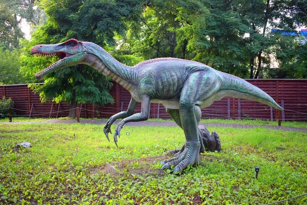 Kyiv, Ukraine - August  06, 2022: Dinosaur figures in Dinopark