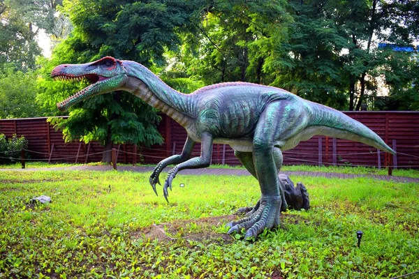 Kyiv, Ukraine - August  06, 2022: Dinosaur figures in Dinopark