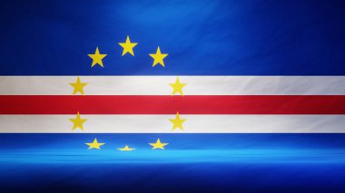 Sunum ya da ürün sergisi için Cabo Verde 'nin örtülü bayraklı stüdyo arkaplanı. 3B görüntüleme