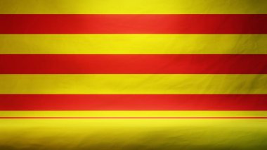 Sunum ya da ürün sergisi için Katalonya bayrağıyla donatılmış stüdyo arkaplanı. 3B görüntüleme