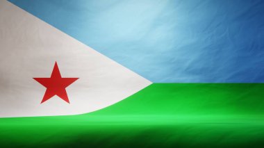Djibouti bayrağını sunum ya da ürün sergisi için örten stüdyo arkaplanı. 3B görüntüleme