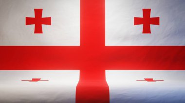 Sunum ya da ürün sergisi için Gürcistan bayrağıyla donatılmış stüdyo arkaplanı. 3B görüntüleme