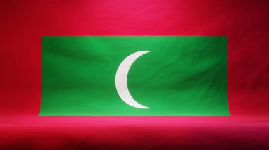 Sunum ya da ürün sergisi için Maldivler 'in örtülü bayraklı stüdyo arkaplanı. 3B görüntüleme