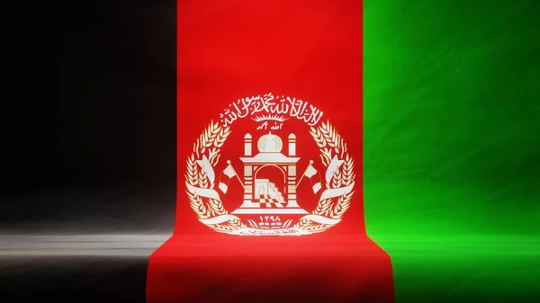 Stúdió Háttér Draped Zászló Afganisztán Prezentáció Vagy Termék Megjelenítése Renderelés — Stock Fotó
