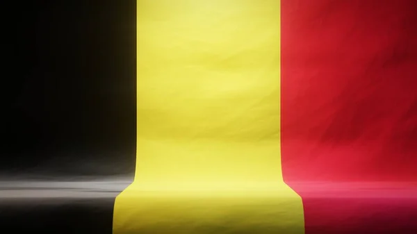 Estúdio Com Bandeira Drapeada Bélgica Para Apresentação Exibição Produto Renderização — Fotografia de Stock