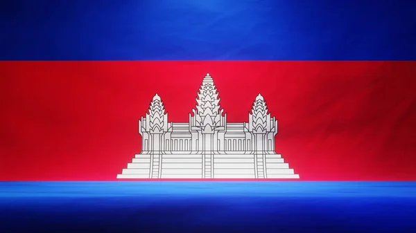 Studio Achtergrond Met Gedrapeerde Vlag Van Cambodja Voor Presentatie Product — Stockfoto