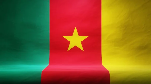 Студийный Фон Драпированным Флагом Камеруна Презентации Показа Продукции Рендеринг — стоковое фото