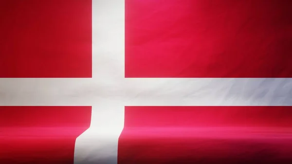 Studio Σκηνικό Ντυμένη Σημαία Της Δανίας Για Την Παρουσίαση Την — Φωτογραφία Αρχείου