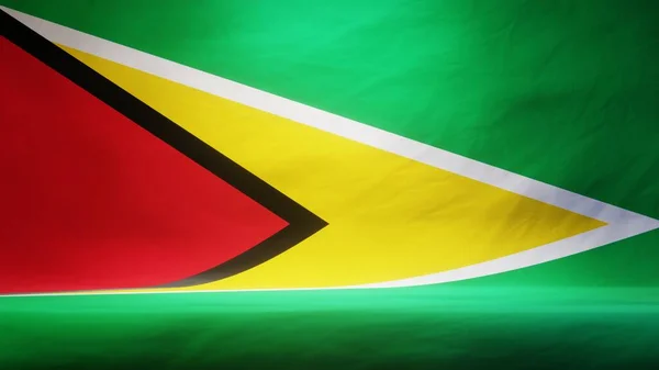 Studiokulisse Mit Drapierter Flagge Von Guyana Zur Präsentation Oder Produktpräsentation — Stockfoto