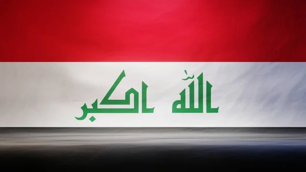 Studio Sfondo Con Bandiera Drappeggiata Dell Iraq Presentazione Esposizione Del — Foto Stock