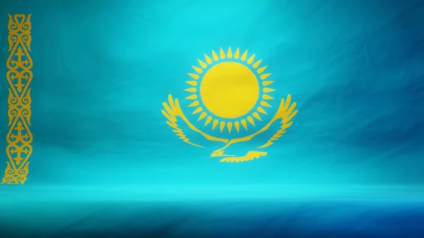 Latar Belakang Studio Dengan Bendera Kazakhstan Terbungkus Untuk Presentasi Atau — Stok Foto