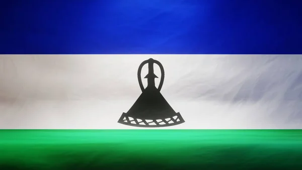 Studiokulisse Mit Drapierter Flagge Von Lesotho Zur Präsentation Oder Produktpräsentation — Stockfoto