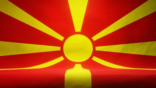 Studio Backdrop Draped Flag North Macedonia Presentation Product Display Rendering — Stock Photo, Image