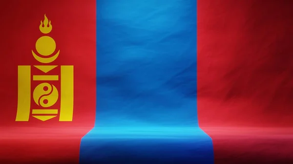 Latar Belakang Studio Dengan Bendera Terbungkus Mongolia Untuk Presentasi Atau — Stok Foto
