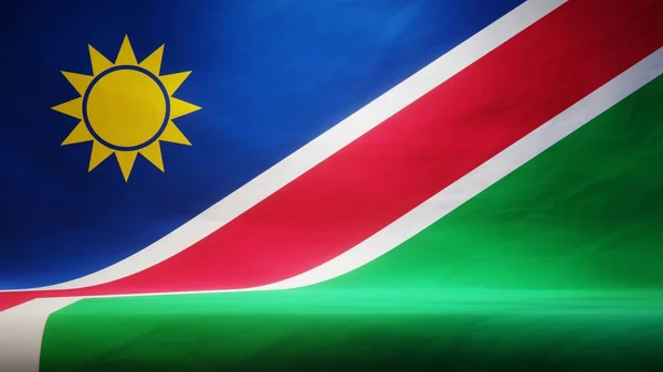 Studio Pozadí Zakrytou Vlajkou Namibie Pro Prezentaci Nebo Zobrazení Produktu — Stock fotografie