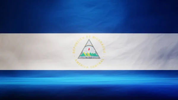 Studio Backdrop Draped Flag Nicaragua Presentation Product Display Rendering — Stock Photo, Image