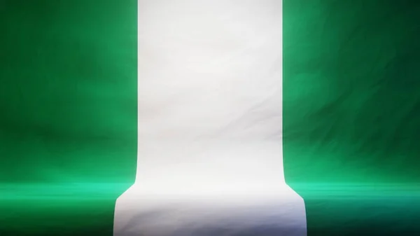 Studio Pozadí Zahalenou Vlajkou Nigérie Pro Prezentaci Nebo Zobrazení Produktu — Stock fotografie