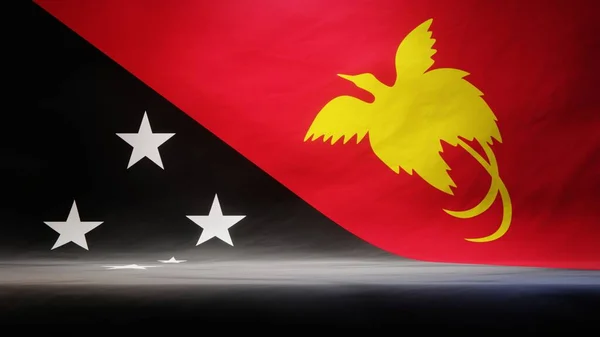 Cenário Estúdio Com Bandeira Drapeada Papua Nova Guiné Para Apresentação — Fotografia de Stock