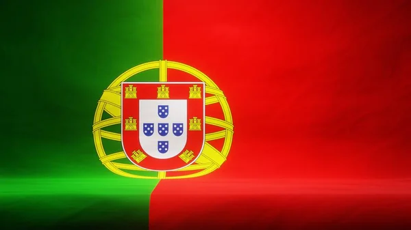 Studiokulisse Mit Drapierter Flagge Von Portugal Zur Präsentation Oder Produktpräsentation — Stockfoto