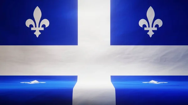 Cenário Estúdio Com Bandeira Drapeada Quebec Para Apresentação Exibição Produto — Fotografia de Stock