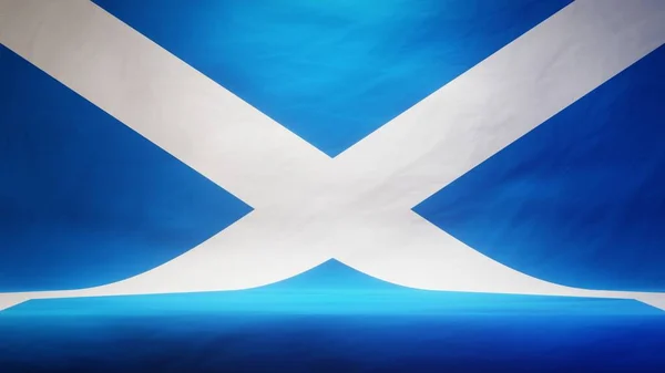 Estúdio Com Bandeira Drapeada Escócia Para Apresentação Exibição Produto Renderização — Fotografia de Stock