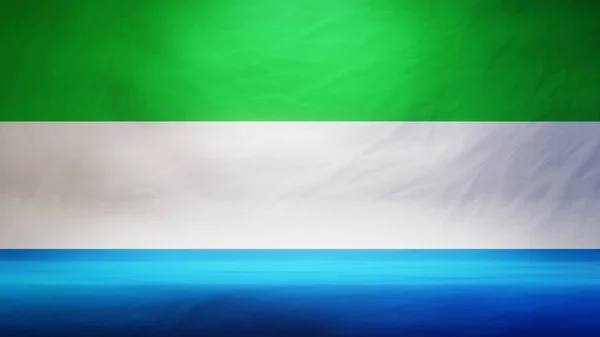 Cenário Estúdio Com Bandeira Drapeada Serra Leoa Para Apresentação Exibição — Fotografia de Stock