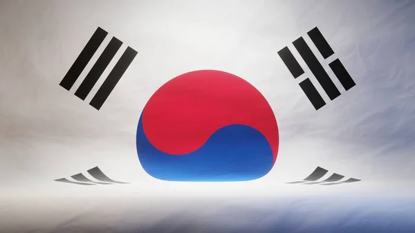 Студийный Рюкзак Драпированным Флагом Южной Кореи Презентации Демонстрации Продукта Рендеринг — стоковое фото