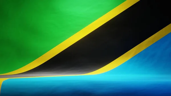 Studiokulisse Mit Drapierter Flagge Von Tansania Zur Präsentation Oder Produktpräsentation — Stockfoto