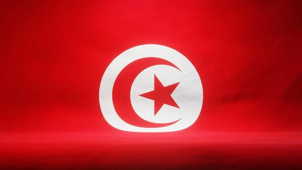 Studiokulisse Mit Drapierter Flagge Tunesiens Zur Präsentation Oder Produktpräsentation Rendering — Stockfoto
