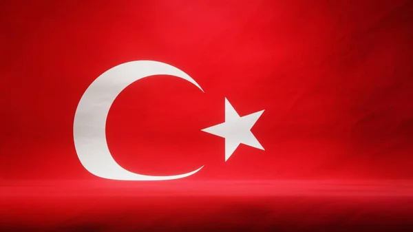 带土耳其国旗的工作室背景 用于演示或产品展示 3D渲染 — 图库照片