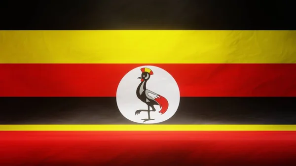 Studiokulisse Mit Drapierter Flagge Von Uganda Zur Präsentation Oder Produktpräsentation — Stockfoto