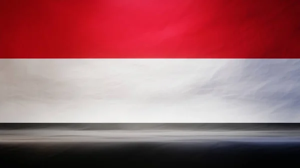Студійний Фон Драпірованим Прапором Ємену Презентації Або Показу Продуктів Візуалізація — стокове фото