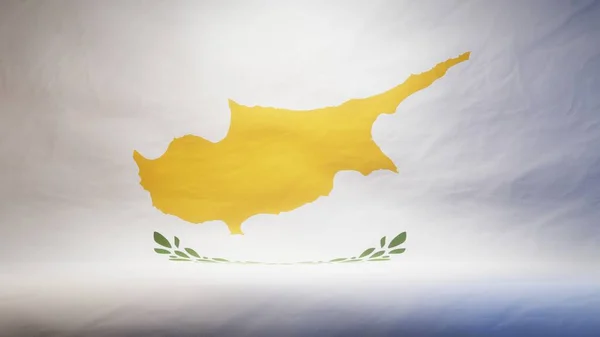 Studio Tło Zasłoniętą Flagą Cypru Prezentacji Lub Wyświetlania Produktu Renderowanie — Zdjęcie stockowe
