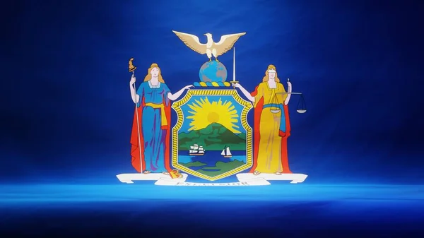 Studiokulisse Mit Drapierter Flagge Des Bundesstaates New York Rendering — Stockfoto