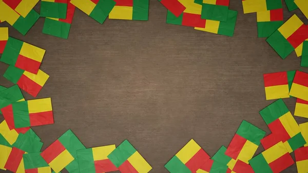 Frame Made Paper Flags Benin Arranged Wooden Table National Celebration — Stock Photo, Image