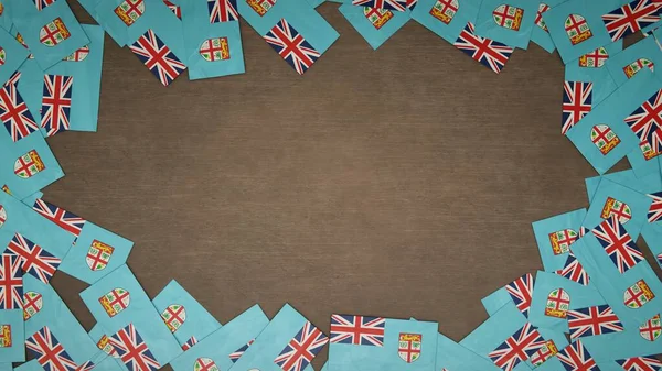 斐济的纸制旗子架在木制桌子上 全国庆祝的概念 3D插图 — 图库照片