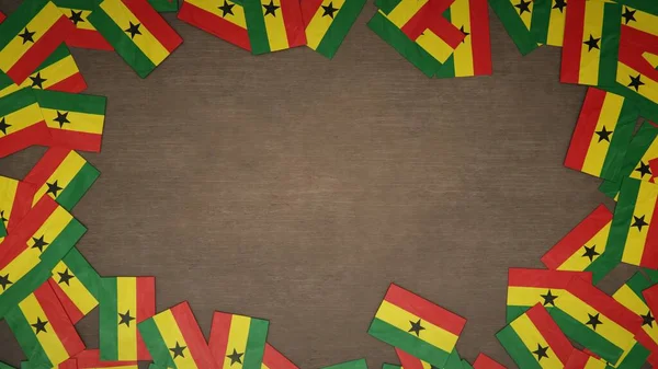 Σκελετός Από Χάρτινες Σημαίες Της Γκάνας Τοποθετημένος Ξύλινο Τραπέζι Εθνική — Φωτογραφία Αρχείου