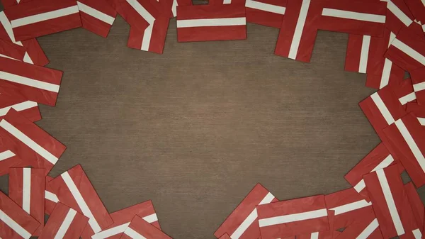 Frame Made Paper Flags Latvia Arranged Wooden Table National Celebration — Stock Photo, Image