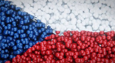 Çek Cumhuriyeti 'nin soyut bayrağı birden fazla toptan ya da plastik baloncuklardan oluşur. Kavramsal bayrak tasarımı. 3B görüntüleme