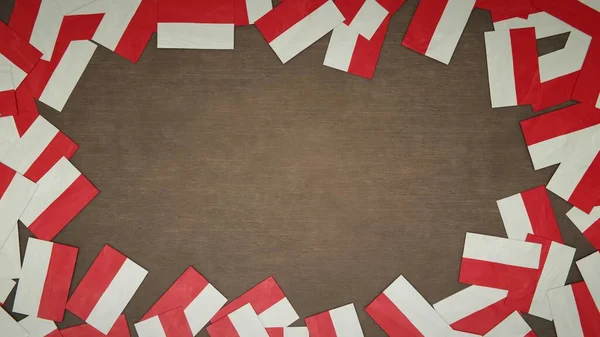 Σκελετός Από Χάρτινες Σημαίες Της Πολωνίας Τοποθετημένος Ξύλινο Τραπέζι Εθνική — Φωτογραφία Αρχείου
