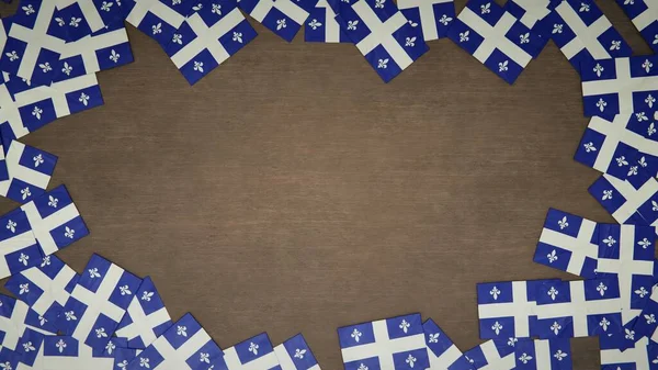 Stomme Papper Flaggor Quebec Arrangeras Träbord Nationellt Firandekoncept Illustration — Stockfoto