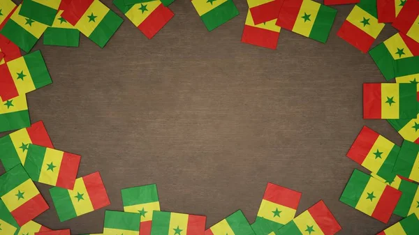 Σκελετός Από Χάρτινες Σημαίες Της Σενεγάλης Τοποθετημένος Ξύλινο Τραπέζι Εθνική — Φωτογραφία Αρχείου