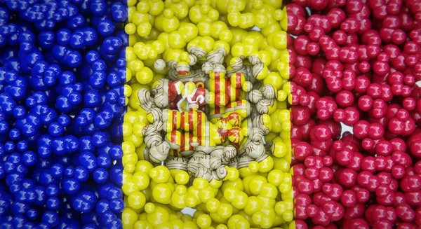 Abstract Flag Andorra Made Multiple Balls Plastic Bubbles Conceptual Flag — Stock Photo, Image