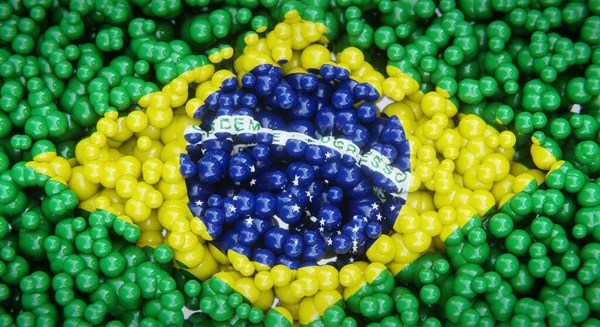 Bandeira Abstrata Brasil Composta Por Bolas Múltiplas Bolhas Plástico Desenho — Fotografia de Stock