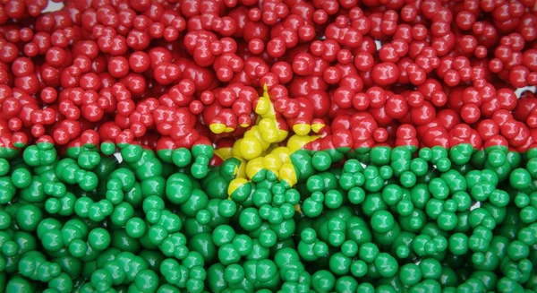 부르키나파소의 깃발은 공이나 플라스틱 거품으로 만들어 플래그 디자인 렌더링 — 스톡 사진