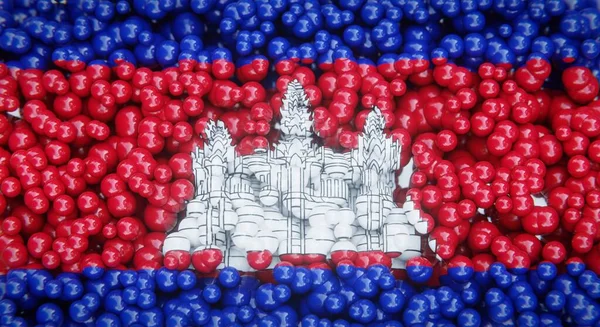 Abstrakt Flagga Kambodja Består Flera Bollar Eller Plastbubblor Konceptuell Flaggdesign — Stockfoto