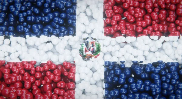 ドミニカ共和国の抽象フラグは 複数のボールやプラスチック製の泡で構成されています 概念的な旗のデザイン 3Dレンダリング — ストック写真