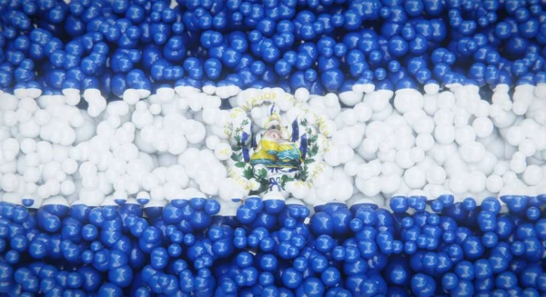 複数のボールまたはプラスチック製の泡で構成されたエルサルバドルの要約フラグ 概念的な旗のデザイン 3Dレンダリング — ストック写真